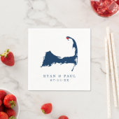 Provincetown Cape Cod Map Blue and Red Heart Serviette (Beispiel)