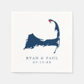 Provincetown Cape Cod Map Blue and Red Heart Serviette (Vorderseite)