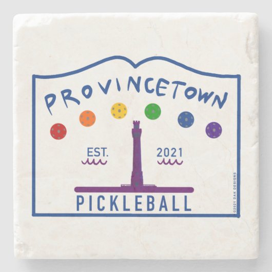 Provincetown Pickleball Stone Untersetzer v1 (Vorderseite)