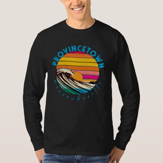 Provincetown Retro 1980s Style Massachusetts Beach T-Shirt (Vorderseite)