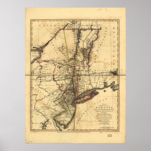 Provinz New York & New Jersey Karte (1776) Poster (Vorne)
