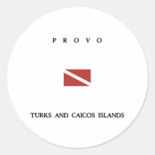 Provo "Turks and Caicos" Inseln Scuba Dive Flag Runder Aufkleber