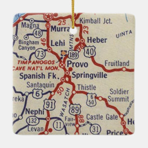Provo UT Vintage Karte Keramikornament