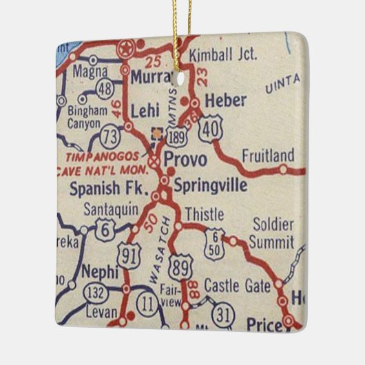 Provo UT Vintage Map Keramikornament (Links)