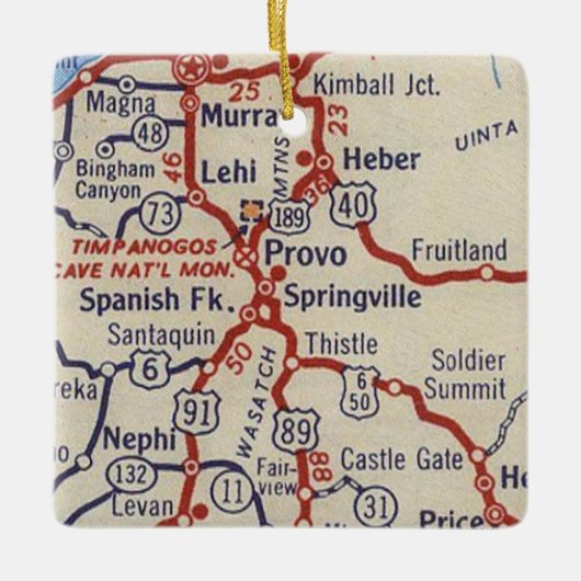 Provo UT Vintage Map Keramikornament (Vorderseite)