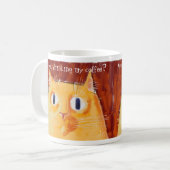 Provokative orange Katze mit runden Augen Kaffeetasse (Vorderseite Links)