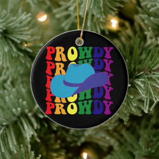 Prowdy Rodeo Howdy Cowboy Cowgirl LGBTQ Western Keramik Ornament (Baum)