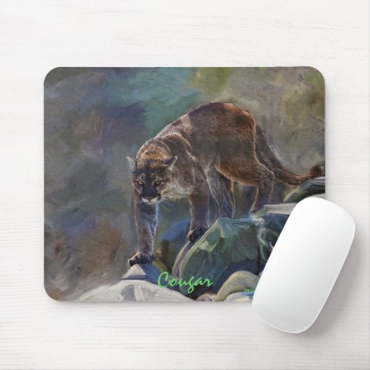 Prowling Cougar Mountain Lion Art Design Mousepad (Mit Mouse)