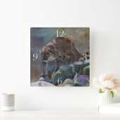Prowling Cougar Mountain Lion Art Design Quadratische Wanduhr (Zuhause)