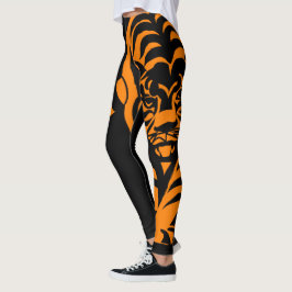 Prowling Tiger Black & Orange Individuelle Name Le Leggings