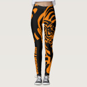 Prowling Tiger Black & Orange Individuelle Name Le Leggings (Vorderseite)