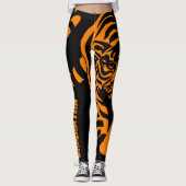 Prowling Tiger Black & Orange Individuelle Name Le Leggings (Vorderseite)