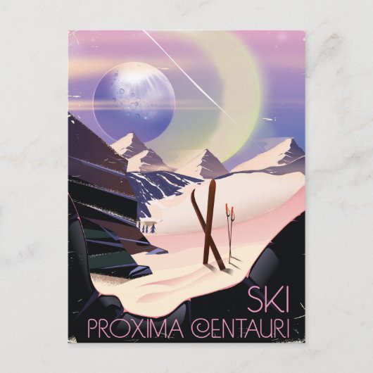 Proxima Centauri Skifahrplakat Postkarte (Vorderseite)