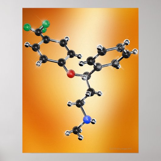 Prozac. Molekulares Modell des Antidepressivums Poster (Vorne)