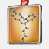 Prozac. Molekulares Modell des Antidepressivums Silbernes Ornament (Links)