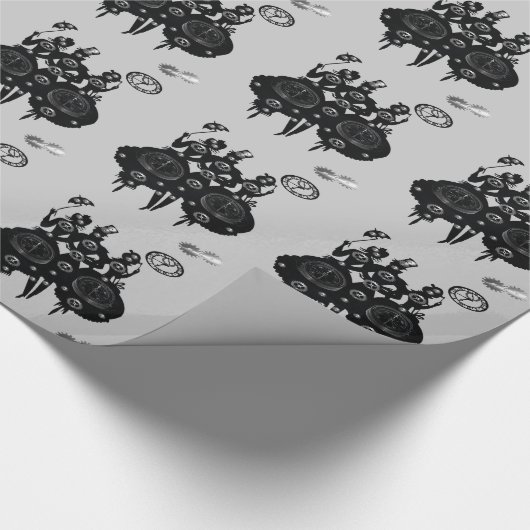 Prozess-Steampunktion-Silhouette Geschenkpapier (Ecke)