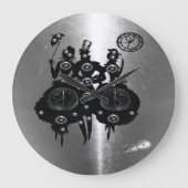Prozess-Steampunktion-Silhouette Große Wanduhr (Vorderseite)