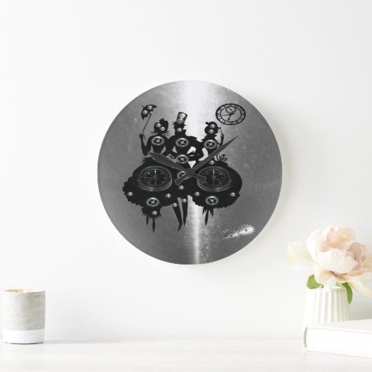 Prozess-Steampunktion-Silhouette Große Wanduhr (Zuhause)