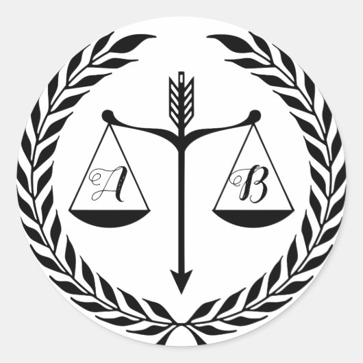 Prozessfähiger Richter in Monogramm Runder Aufkleber (Vorderseite)