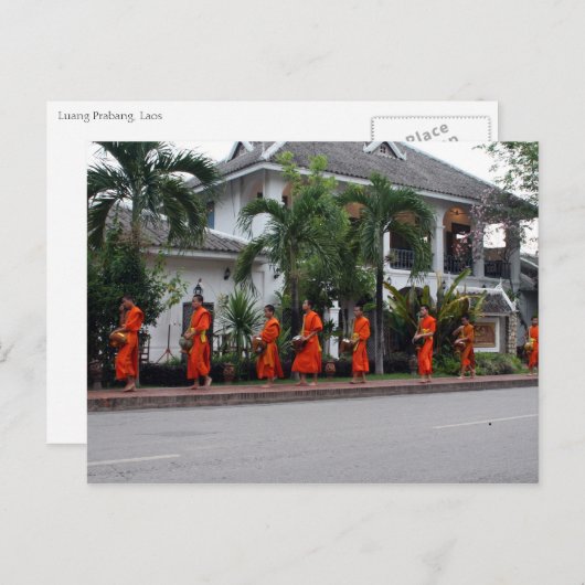 Prozession der Luang-Alms Postkarte (Vorne/Hinten)