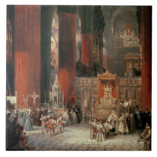 Prozession in Sevilla-Kathedrale, 1833 (Öl auf Fliese