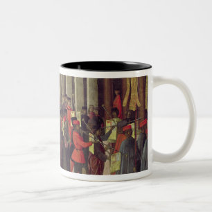 Prozession in St Mark Quadrat, Detail von musicia Zweifarbige Tasse