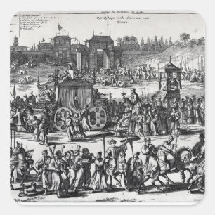 Prozession von den Toren von Macao Quadratischer Aufkleber