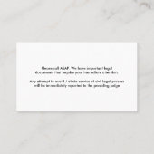 Prozessserver für private Ermittler Visitenkarte (Rückseite)