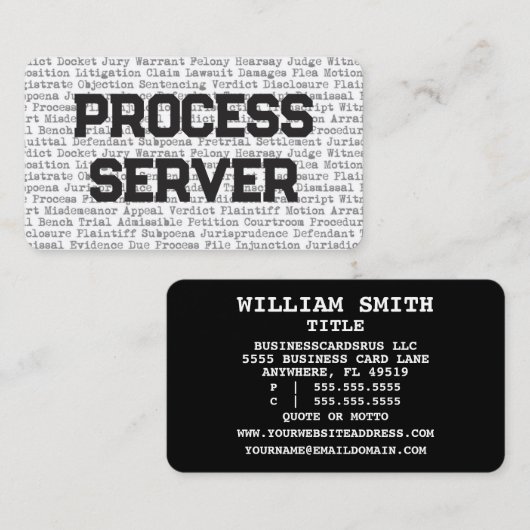 Prozessserver-Rechtsbegriffe Business Card Visitenkarte (Vorne/Hinten)