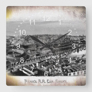 PRR Altoona Shops 1895 Wall Clock Quadratische Wanduhr