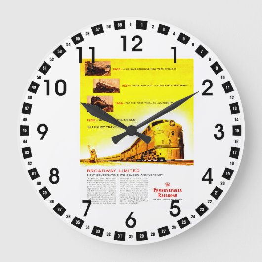 PRR Broadway Limited 50 Jahre alt Große Wanduhr (Vorderseite)