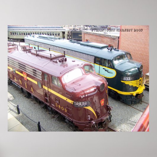 PRR E8A 5809 und ERIE E8A 833 @ Steamtown Poster (Vorne)
