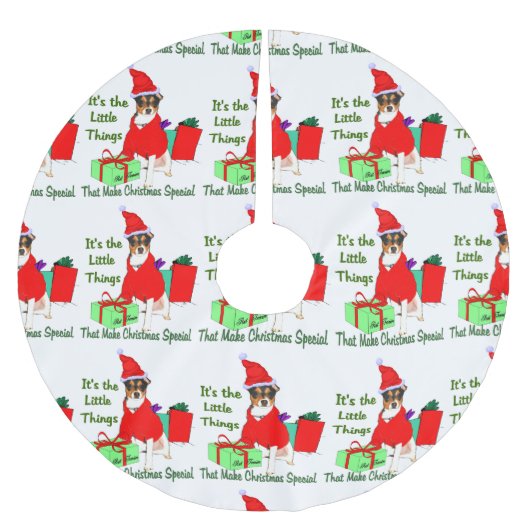 PrRat Terrier Weihnachten anpassen Polyester Weihnachtsbaumdecke (Vorderseite)