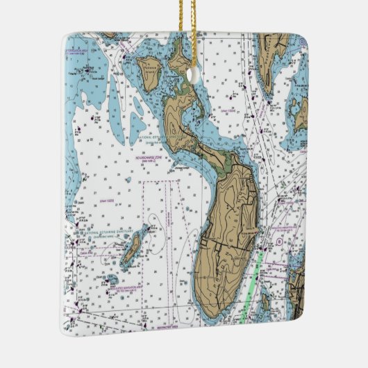 Prudence Island RI Nautic Chart Keramikornament (Rechts)