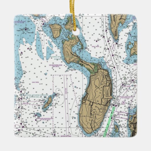 Prudence Island RI Nautic Chart Keramikornament (Vorderseite)