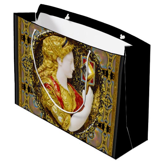 Prudence Old World Elegante Große Geschenktüte (Rückseite Schrägansicht)