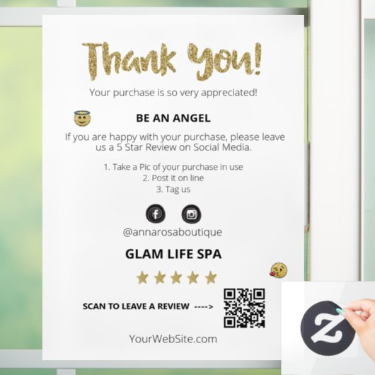 *~* PRÜFEN QR AP8 DANK IHNEN Niedlich Emoji Fensteraufkleber (Zuhause)