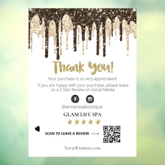 *~* PRÜFEN QR AP8 GLAM TROPFEN . Dankeschön Fensteraufkleber (Blatt 3)