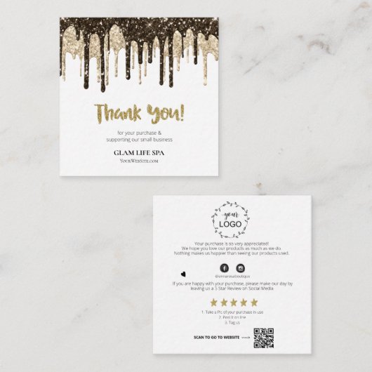 *~* PRÜFEN QR LOGO AP8 GLAM TROPFEN. Danke Begleitkarte (Vorne/Hinten)