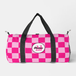 Prüflichtes, heißrosa geometrisches Retro-Monogram Duffle Bag