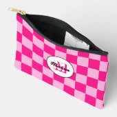 Prüflichtes, heißrosa geometrisches Retro-Monogram Zubehörtasche (Offen)