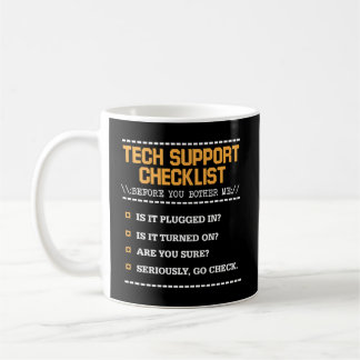 Prüfliste für den technischen Support Computergeek Kaffeetasse