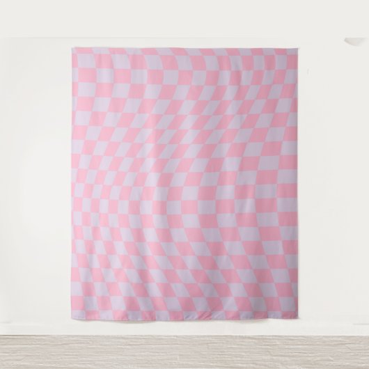 Prüfmuster Lilac Pink Karo Checkerboard Wandteppich (Vorderseite)