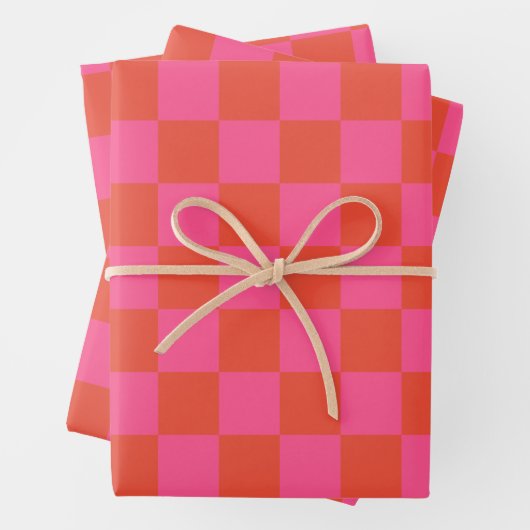 Prüfpappe Prüfmuster in Rosa und Orange Geschenkpapier Set (Beispiel)