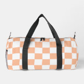 Prüfpfirsichfarbene und weiße geometrische Retro-M Duffle Bag (Rückseite)