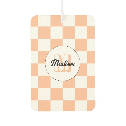 Prüfpfirsichweißes geometrisches Retrogramm Autolufterfrischer (Vorderseite)