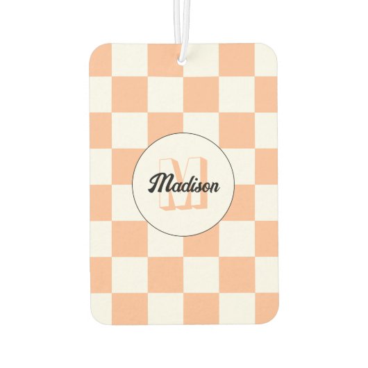 Prüfpfirsichweißes geometrisches Retrogramm Autolufterfrischer (Rückseite)