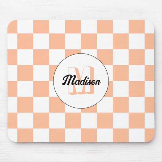 Prüfpfirsichweißes geometrisches Retrogramm Mousepad (Vorne)