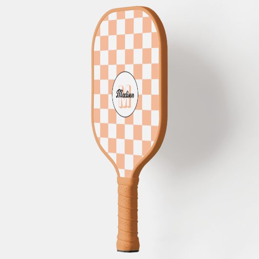 Prüfpfirsichweißes geometrisches Retrogramm Pickleball Schläger (Links)