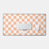 Prüfpfirsichweißes geometrisches Retrogramm Schreibtischunterlage (Tastatur & Maus)